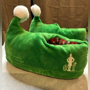 Elf Green Plush Slippers with Pom Poms